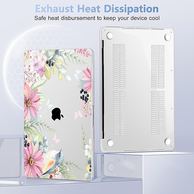 May Chen Compatible with MacBook Pro 13 inch Case 2022 2021 2020 Release Models A2338 M2 M1 A2251 A2289, Plastic Hard Shell Case + Keyboard Cover for Mac Pro 13" with Touch Bar, Blue Bird
