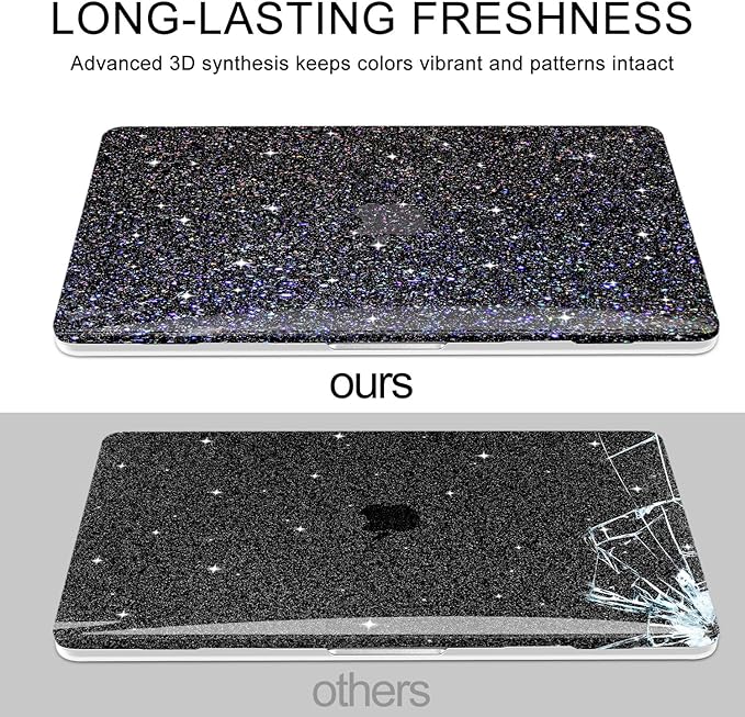 Anban Compatible with MacBook Pro 13 inch Case M2 M1 2025-2016 A2338 A2251 A2289 A2159 A1989 A1706 A1708, Plastic Hard Shell+Keyboard Cover+Screen Protector for MacBook Pro 13.3 inch Case, Shiny Black