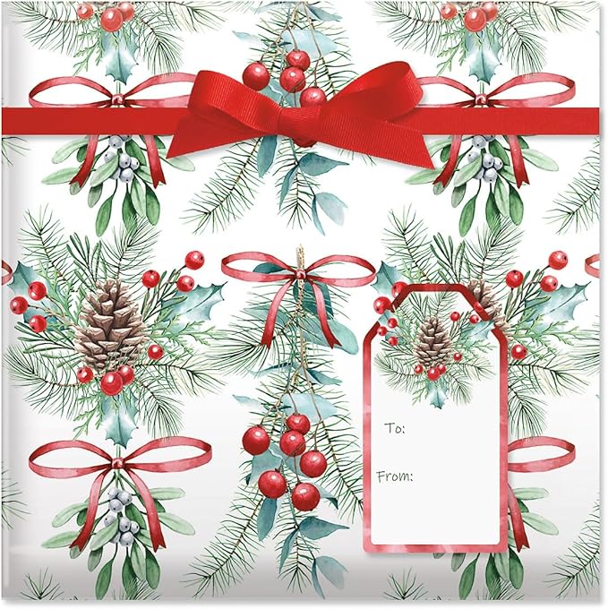 Current Under The Mistletoe Christmas Rolled Wrapping Paper - Premium Jumbo 23-Inch x 32-Foot Gift Wrap Roll, 61 Square Feet Total