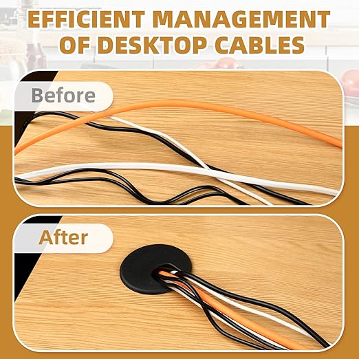 Desk Grommet 1.5 Inch (38 mm) 10 Pieces, Desk Hole Cover for Cables White, ABS Plastic Grommet Hole Cover with Hole Saw for Wires Cables Through The Countertop by XIOGZAXI