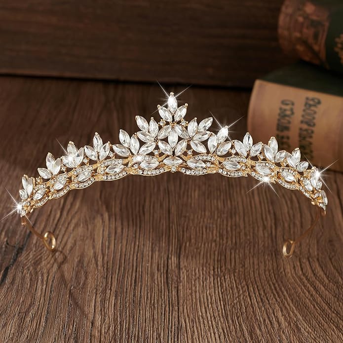 Crystal Tiaras & Crowns for Women, Bride Royal Queen Headband Princess Headpieces for Birthday Cake Crown & Prom Pageant Party