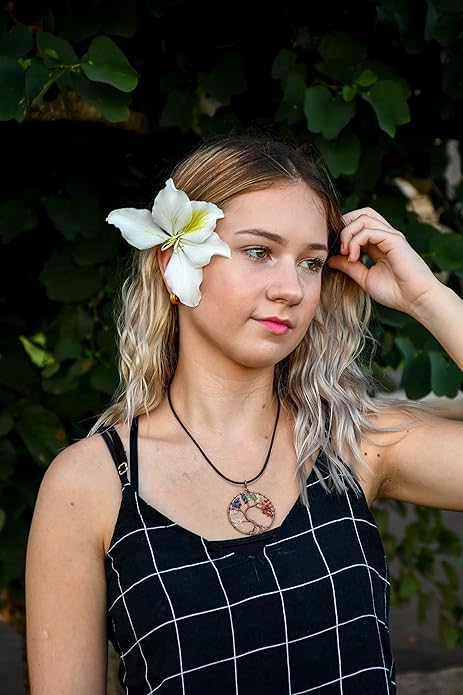 7 Chakra Gemstone Healing Crystals Necklace - Copper Wire Wrapped Natural Unisex Hippie Leather Choker