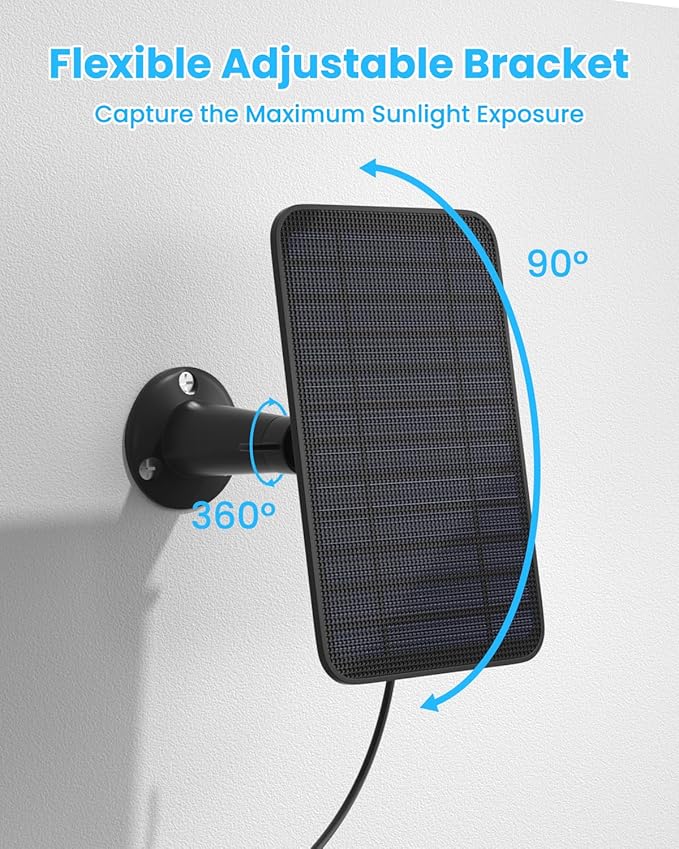 5W Solar Panel for Blink Camera Outdoor, Solar Panel Charger with Battery Compatible with New Blink Outdoor 4 (4th Gen) Camera, with 13.1ft Cable, IP65 Weatherproof, Includes Secure Wall Mount, 4 Pack