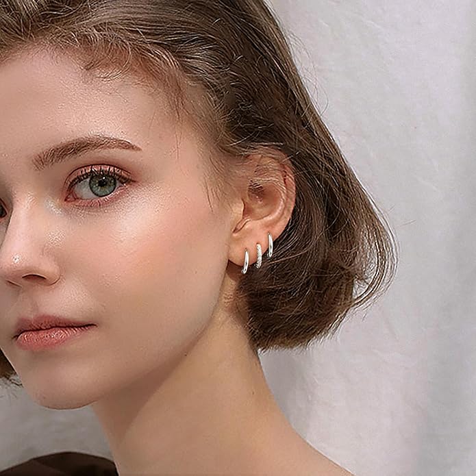 Small Gold Huggie Hoop Earrings Set for Women Men Hypoallergenic 14K Plated Stack Cartilage Earrings, Multiple Piercing Lightweight Mini Thin Cute Dainty Trendy Jewelry Set Christmas Gifts for Women