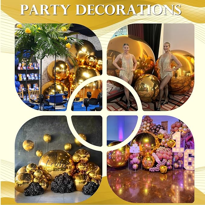 Inflatable Mirror Ball Set, 6-Piece Airtight Large Hanging & Standing Inflatable Disco Disco with 1200W Electric Pump for Party, Wedding, Pool, Events