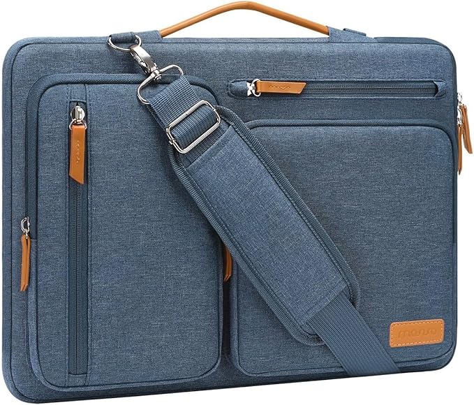 MOSISO 360 Protective Laptop Shoulder Bag,13-13.3 inch Computer Bag Compatible with MacBook, HP, Dell, Lenovo, Asus Notebook,Side Open Messenger Bag with 4 Zipper Pockets&Handle, Haze Blue