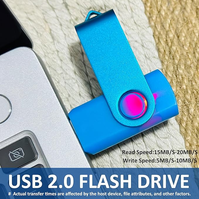 USB Drive 16GB USB 2.0 Flash Drive 10 Pack Nicepicten Pendrive Swivel Thumb Zip Jump Flash Drives USB Memory Stick Thumbdrive Flashdrive Ideal for Home Office Shared Data Storage Blue 16GB