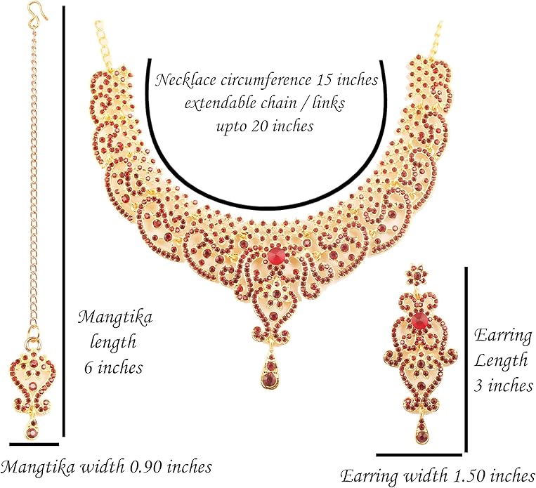 Touchstone Indian jewelry set for women bollywood gold jewellery wedding outfits necklace sets earrings bridal maang tikka fancy costume girls big desi accessories rhinestone in gold or silver tone