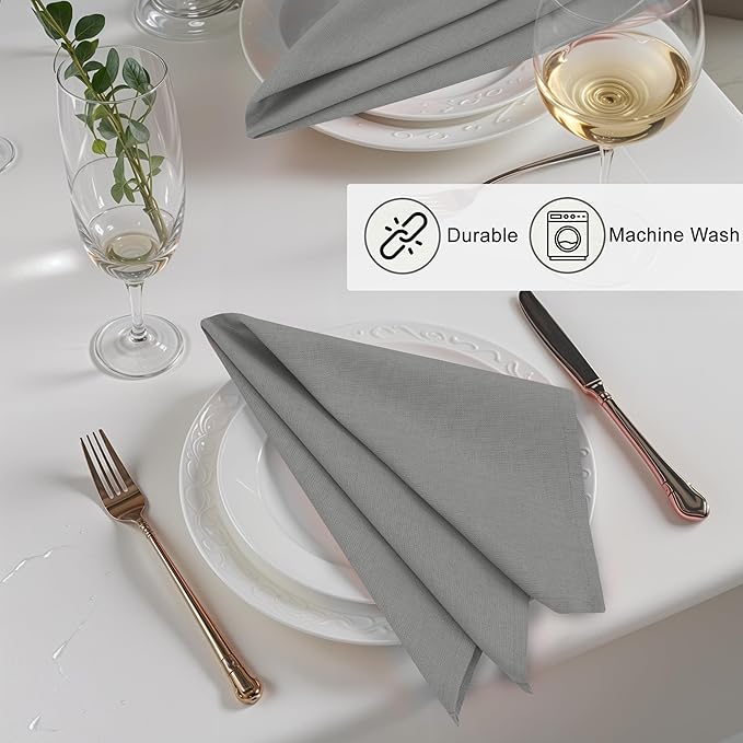Ruvanti Linen Napkins Set of 6, 18x18 Cloth Napkins, Cotton Linen Blend Napkins Cloth Washable, Soft, Reusable Dinner Napkins for Wedding, Parties, Christmas, Thanksgiving, Everyday Use - Wild Dove