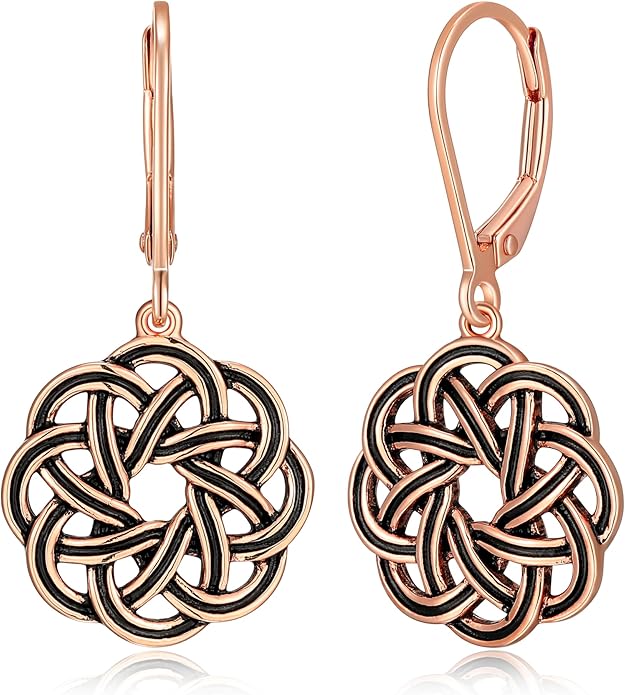 Amazon Essentials 925 Sterling Silver Leverback Celtic Knot Dangle with 18K Gold Plated Hypoallergenic Nickel-Free Earrings
