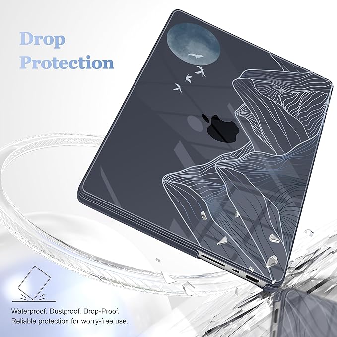 for MacBook Pro 16 inch Case 2021 2022 2023 2024 Release A3186 A3403 M4 A2991 M3 A2780 M2 A2485 M1 Pro/Max, Hard Shell Case with Screen Protector & Keyboard Cover, Abstract Mountain