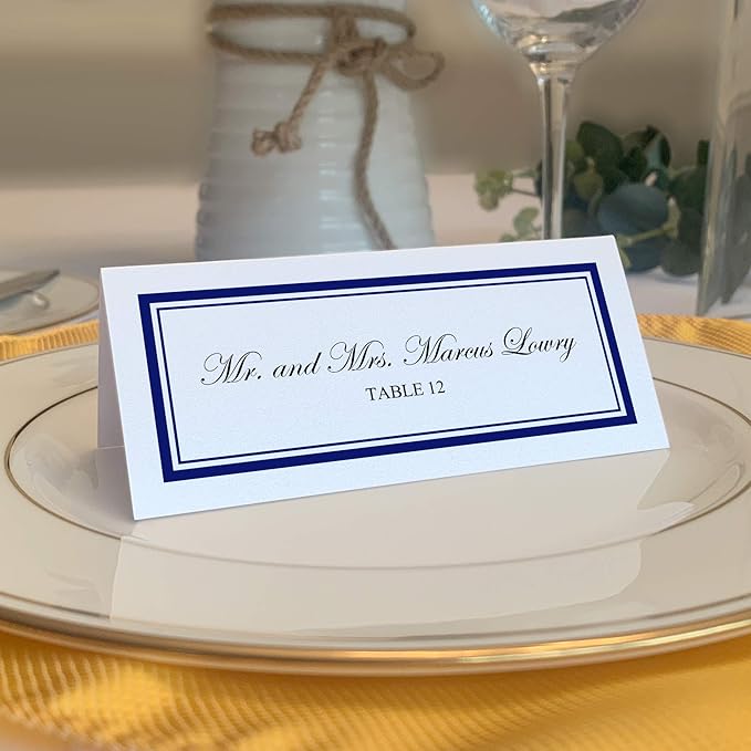 Double Line Border Printable Place Cards, Navy (Choose Color), Set of 150 (25 Sheets), Laser & Inkjet Printers - Wedding, Party, Dinner, and Special Events - Made in the USA