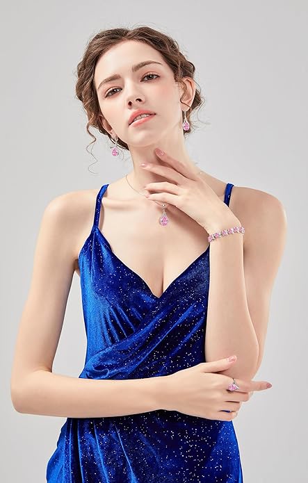 GZWHD Jewelry Set for Women CZ Earrings Necklace Ring Bracelet Set Prom Party Wedding Jewelry Gift for Mother Friend Wife