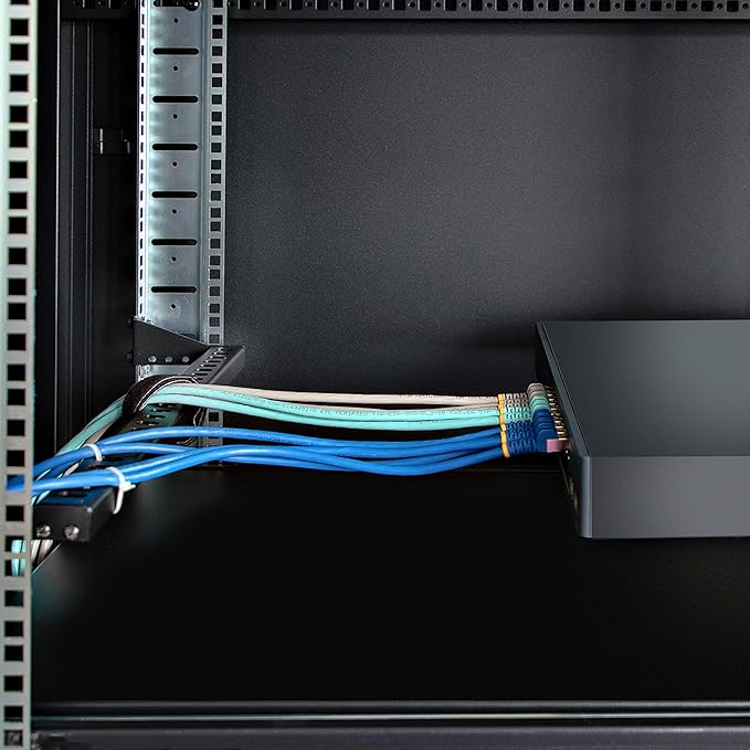 StarTech.com 1U Rack Mountable Cable Lacing Bar w/Adjustable Depth, Cable Support Guide for Organized 19" Racks/Cabinets, Horizontal Cable Guide for Patch Panels/Switches/PDUs (12S-Cable-Lacing-BAR)
