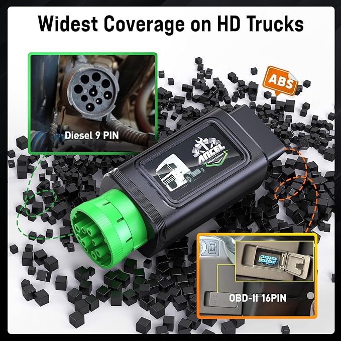 ANCEL HD110 Heavy Duty Truck Scanner with DPF Regen and Reset for Detroit Paccar Engine, Full System HDOBD & OBD2 Scanner for Diesel Trucks Lifetime Free Updates