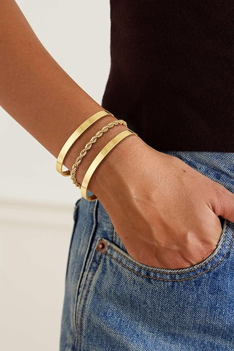 Gold Bangle Bracelets for Women, Non Tarnish Dainty 14K Gold Plated Cuff Bracelets Stackable for Women,Waterproof Bracelet Stack Gold Jewelry Gifts Trendy Adjustable Accessories