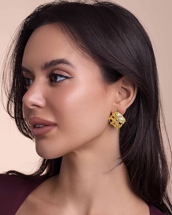 SNGIA18K Gold Plated Dangle Textured Ribbed Irregular Large Leaf Statement Earrings for Women by SNGIA, Handmade Dramatic Geometric Trendy Summer Drop Leaf Flower Jewelry Gifts, Bold Beachy Vintage Plant Fashion Drop Accessories, Vintage Nickle Free Fl...