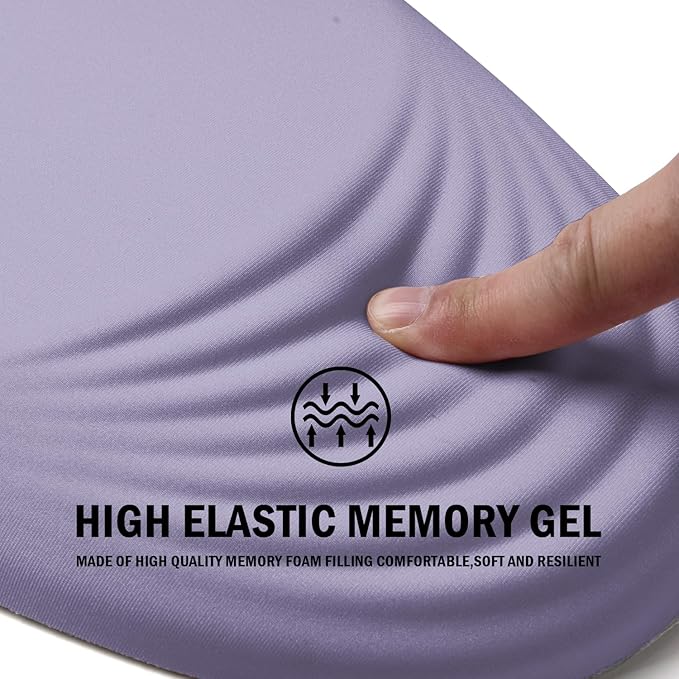 Ergonomic Mouse Pad with Wrist Rest Support,Mousepad Relief Carpal Tunnel Pain, Entire Memory Foam Mouse Pad with Non-Slip PU Base, Wireless Mouse Pad, Purple