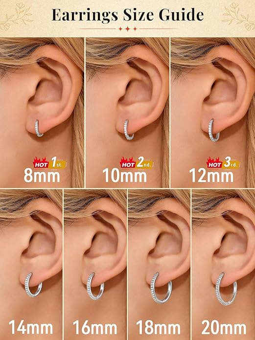 FaithHeart Sterling Silver Hoop Earrings for Women, Hypoallergenic Huggie Hoop Earrings Lightweight Small Cartilage Earrings Hoop Earring Dainty Everyday Earrings 6/8/10/12/14/15/16/18/20mm