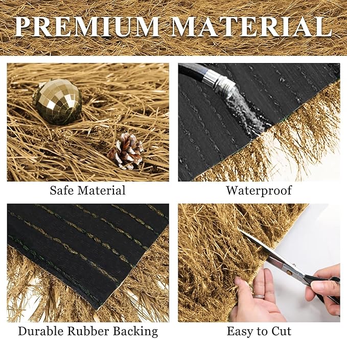 XLX TURF Fake Thatch Straw Table Runner 13 X 108 Inch - Yellow Hay Grass Table Centerpiece Western Party Decor Halloween Nativity Tiki Mexican Jungle Birthday Event, Home DIY Crafts