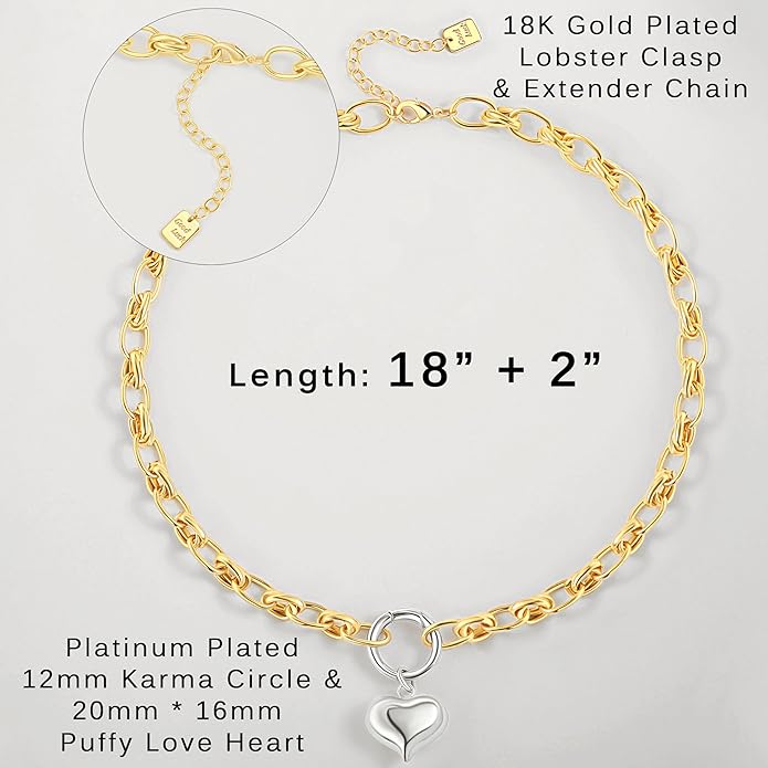 Aobei Pearl 18K Gold Plated Moon Star Lion Evil Eye Love Heart Cross Pendant Necklace Medallion Paperclip Chian Choker Layering Jewery for Women