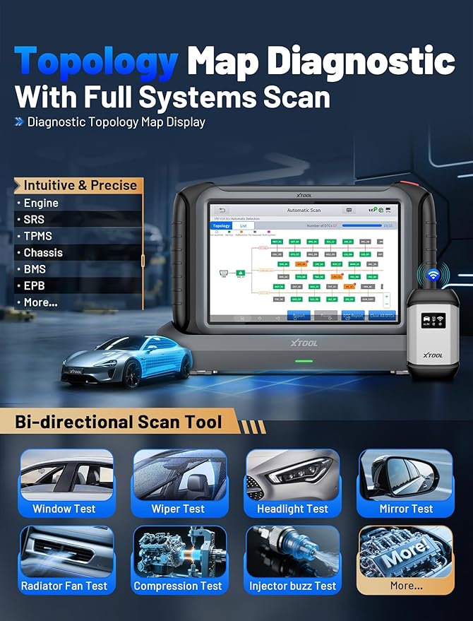 XTOOL IP919 PRO Scan Tool, ECU Programming Car OBD2 Scanner with Topology Mapping, Upgrade of D9S PRO, 51+ Resets, ECU Coding, FCA/CAN FD/DoIP, Automotive Bidirectional Scan Tool with 3-Year Updates