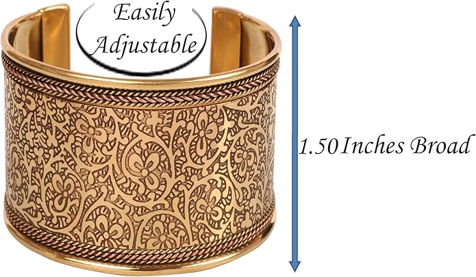 Touchstone Indian Bollywood Handcrafted Slip In Easy To Wear Stylish Wrist Enhancer Designer Broad Jewelry Cuff Bracelet For Women and Men.