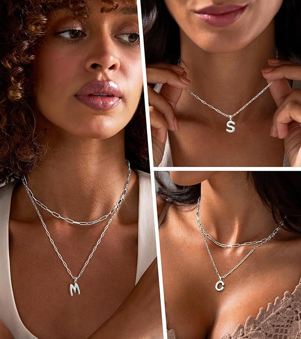 adoyi Valentines Day Gifts for Women Hers Dainty 14K Gold Plated Heart Initial Necklaces Layered Letter A-Z Pendant Necklace Stack Trendy Jewelry Birthday Valentines Day Gifts for Women Jewelry