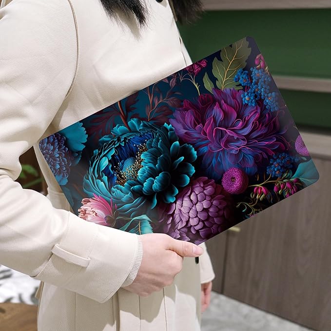 MEEgoodo for MacBook Air 13.3 inch Case 2021 2020 2019 2018 A2337 M1 A2179 A1932, Hard Shell with Keyboard Webcam Cover & Trackpad Film & Type C Adapter for MacBook Air M1, Beautiful Fantasy Flower