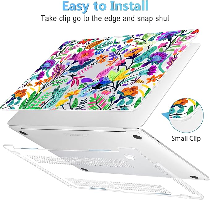 Mektron for MacBook Pro 16 inch Cover A2141 2019 2020 Release with Retina Display & Touch bar & Touch ID, Bright-Coloured Flowers Hard Case Shell Keyboard Cover Screen Protector Dust Plug