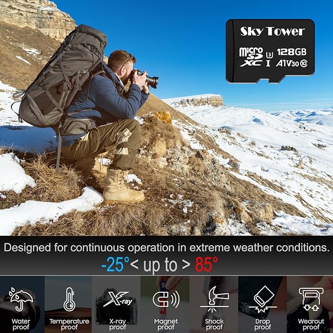 Sky Tower Ultra microSDXC microSDHC UHS-I Memory Card with Adapter [New Version] Flash Memory Card - Up to 100MB/s, U1, Class10, V10, A1, High Speed TF Card (128GB Micro SD Card 2 Pack)