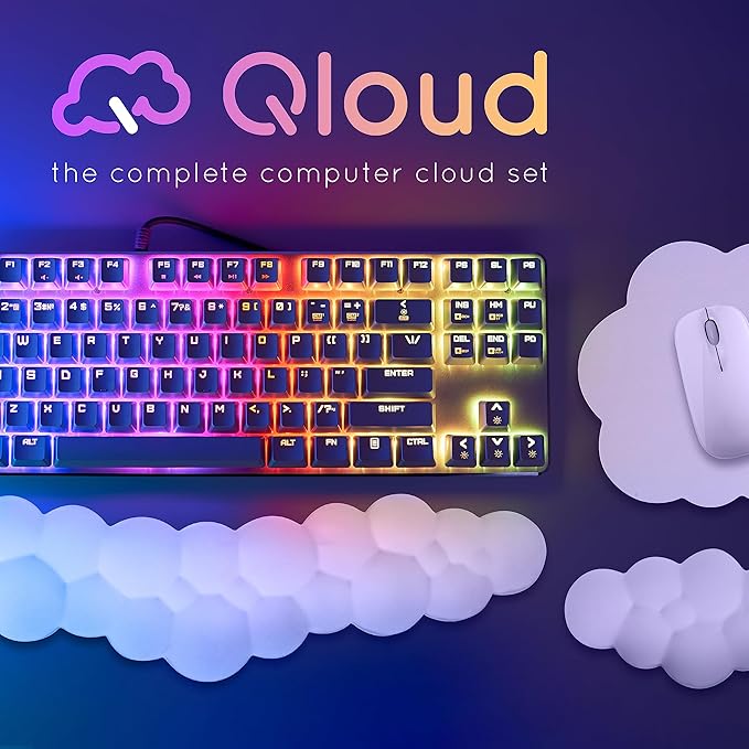 Qloud Cloud Wrist Rest Keyboard Wrist Rest for Computer Keyboard Pad, Cloud Keyboard Wrist Rest, Wrist Pad for Keyboard, Memory Foam, Non Slip Base, Comes with Mouse Pad - Pastel Green