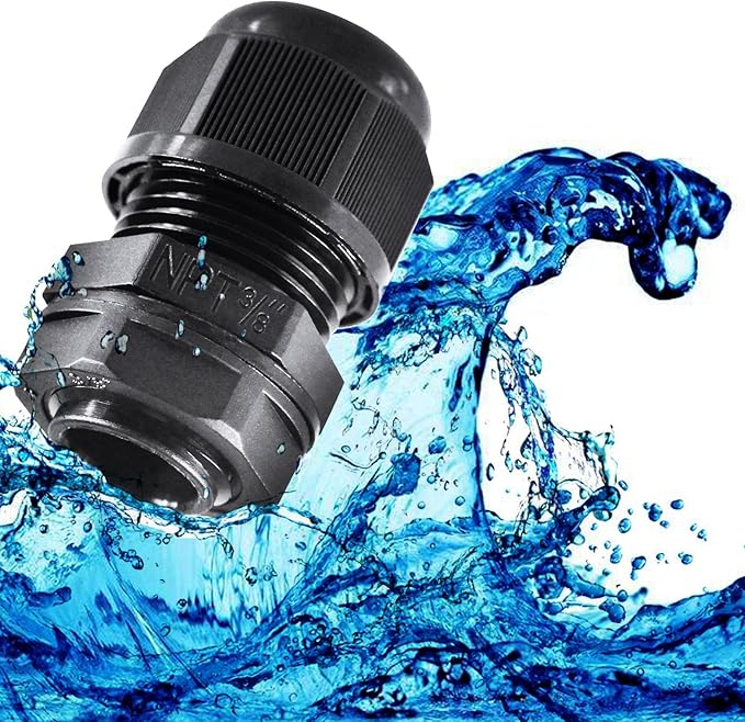 XHF 25 Pcs 3/8" IP68 Strain Relief Nylon Cord Grip NPT Cable Glands Adjustable UL Listed and RoHS Compliant (Black)