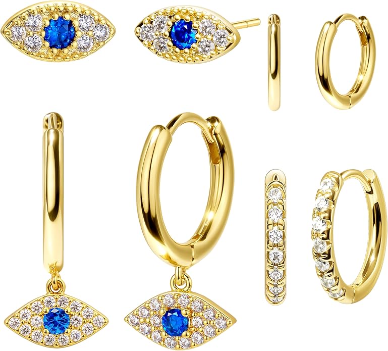 Small Gold Huggie Hoop Earrings Set for Women Men Hypoallergenic 14K Plated Stack Cartilage Earrings, Multiple Piercing Lightweight Mini Thin Cute Dainty Trendy Jewelry Set Christmas Gifts for Women