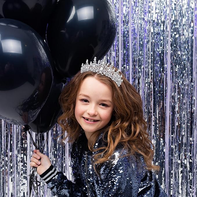 Velscrun Silver Birthday Tiara Crowns for Women Girls Elegant Princess Crown with Combs Birthday Girl Headband Sash Happy Birth Party Decorations Birth Gift Cake Topper Hair Accessories
