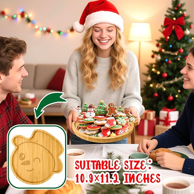 Wooden Christmas Party Decorations Snowman Serving Trays for Tabletop Xmas Charcuterie Boards for Cheese Food Platter 2026 New Year Party Supply Fillable Xmas Dish Plates for Winter Holiday Home Decor