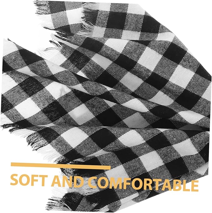4pcs Cotton Buffalo Check Napkins with Fringe Black and White Checkered Cloth Napkins for Fall Halloween Wedding Machine Washable Rustic Farmhouse Table Decoration