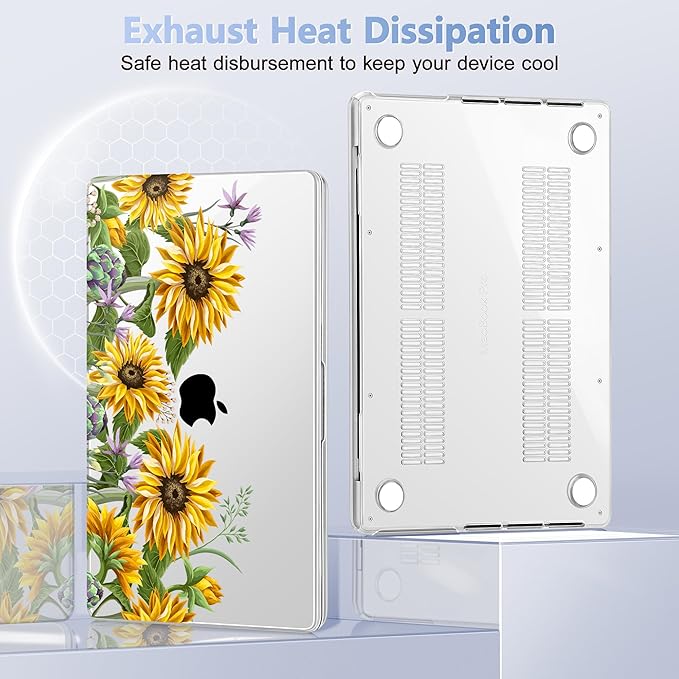 for MacBook Pro 16 inch Case 2021 2022 2023 2024 Release A3186 A3403 M4 A2991 M3 A2780 M2 A2485 M1 Pro/Max, Hard Shell Case with Screen Protector & Keyboard Cover, Sunflowers