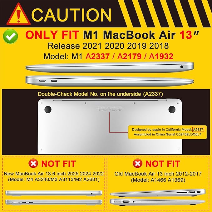 MEEgoodo for MacBook Air 13 inch Case 2021 2020 2019 2018 Released A2337 M1 A2179 A1932 with Touch ID, Plastic Hard Shell & Keyboard Cover Compatible with MacBook Air Case 13.3,Bows & Little Hearts