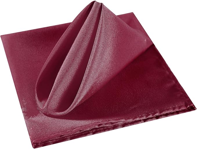 Cloth Napkins 20x20 inch Washable Polyester Dinner Napkins Soft Table Napkins for Wedding Party Dining Banquet(Burgundy,12PCS)