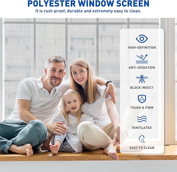 MAGZO High Density Window Screen Replacement Mesh Roll, 37.4in × 16.4ft High Definition Siftproof 32x28 Mesh Screen for Porch Doors Repair Kit, Ideal for Patio Windows, Sliding & DIY Projects