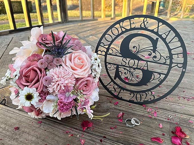 Roses Artificial Flowers Dusty Pink Bouquet Box Set Fake Flower for DIY Bridal Wedding Shower Decorations Faux Silk Floral Arrangements for Party Table Centerpieces Home Decor Indoor Blush