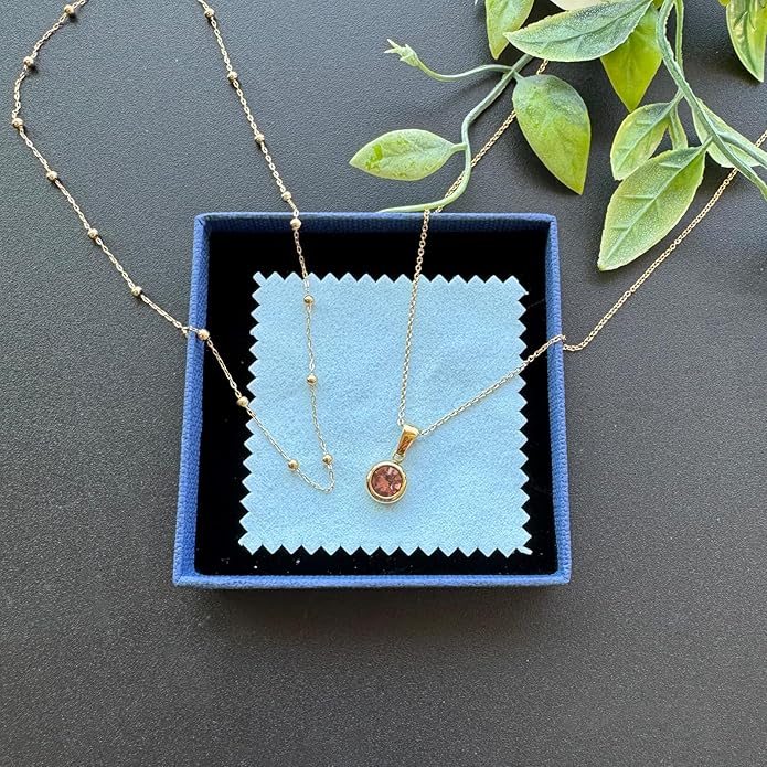 14K Gold-Plated Women's Double-Layer Birthstone Necklace Delicate Round Birthstone Pendant with a Simple Necklace, a Birthday Gift for Women Teenage Girls