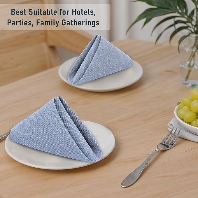 Ruvanti Cloth Napkins Set of 12, 18x18 Reusable Napkins Cloth Washable, Soft & Durable Table Napkin, Poly Cotton Fabric Dinner Napkins for Parties, Christmas, Thanksgiving, Weddings - Midnight Blue
