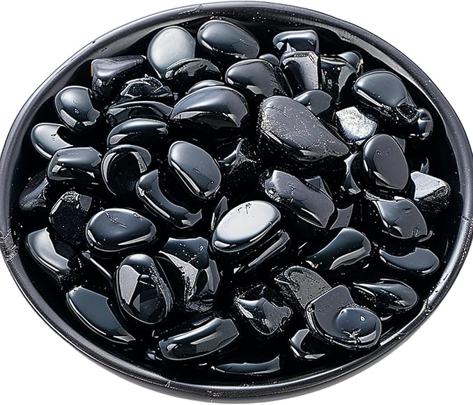 Polished Obsidian Crystal Set, 0.4", 128 Pcs - Handpicked Tumbled Stones and Crystals Bulk for Healing, Reiki, Meditation, Witchcraft and Home Decor, Obsidian - 0.4"- 10 oz