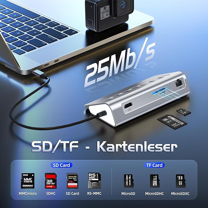 USB C Hub Ethernet, 10-in-1 USB Docking Station 10Gbps with 4K@60Hz HDMI, USB C and 2 USB A 3.2 Data, LAN, 2 USB A 2.0, PD 100W, SD/TF Ports, Powered USB Hub for Laptop, PC, iPhone 16/15, Mac