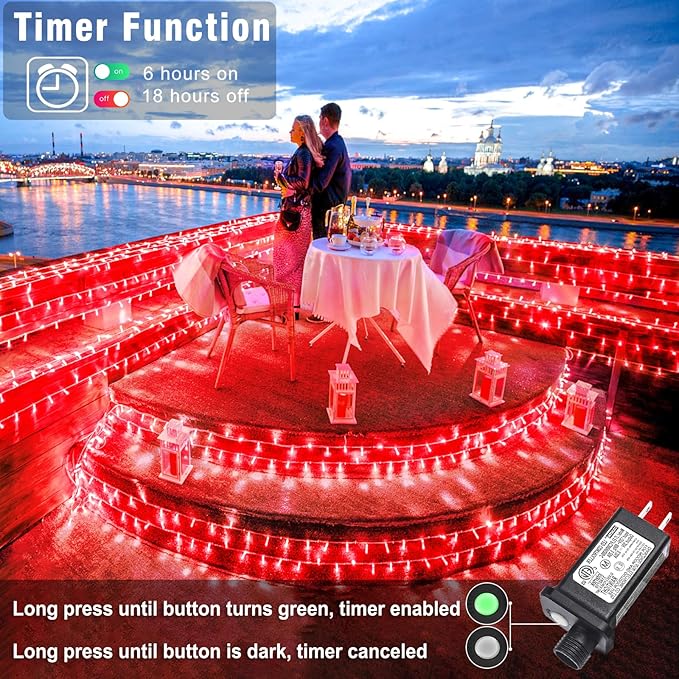 165FT 500 LED Christmas Lights, Plug in Christmas String Lights with Waterproof, 8 Modes Twinkle Fairy Lights for Xmas Garden Wedding Tree Holiday Decorations, Red
