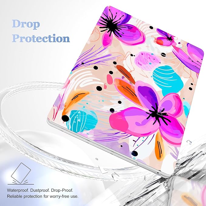 Case for MacBook Pro 13 inch with/Without Touch Bar (2016-2022, M2 A2338 M1 A2289 A2251 A2159 A1989 A1706 A1708), Hard Shell + Keyboard Cover + Dust Plug, Trendy Floral
