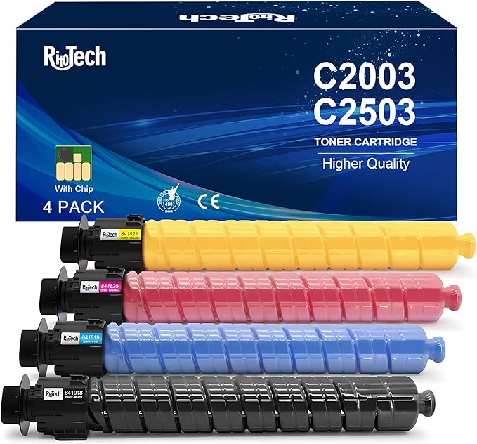 MP C2003 C2503 Toner Cartridge Black Cyan Magenta Yellow - Replacement for Ricoh C2003 C2503 841918 841921 841920 841919 High Yield for Lanier Savin MP C2503 C2003 C2004 C2504 Printer,4 Pack