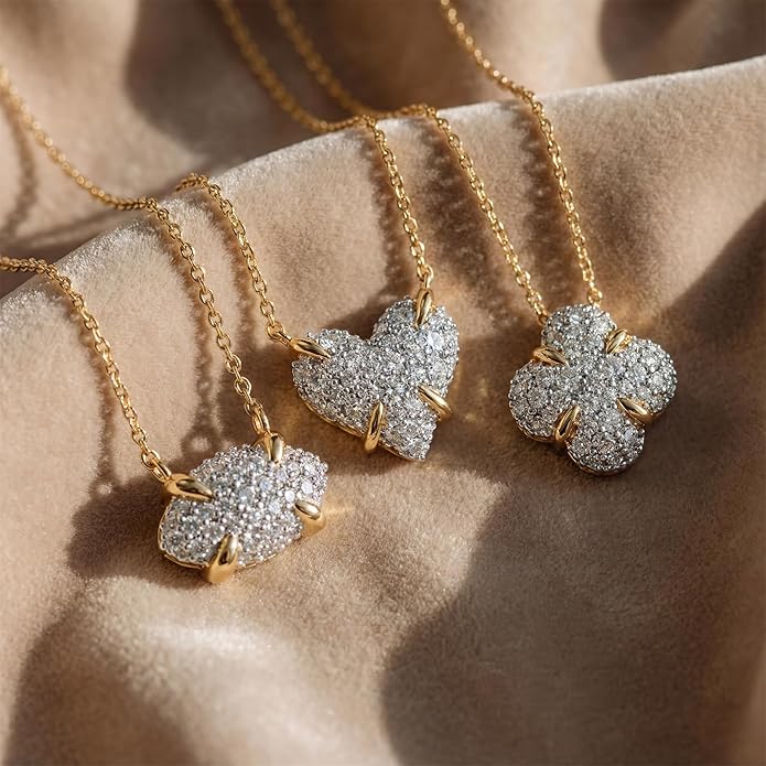 MEVECCO Dainty Gold Necklace For Women 18k Gold Plated Full CZ Pendant Necklace Handmade Necklace Jewelry Everyday Wear